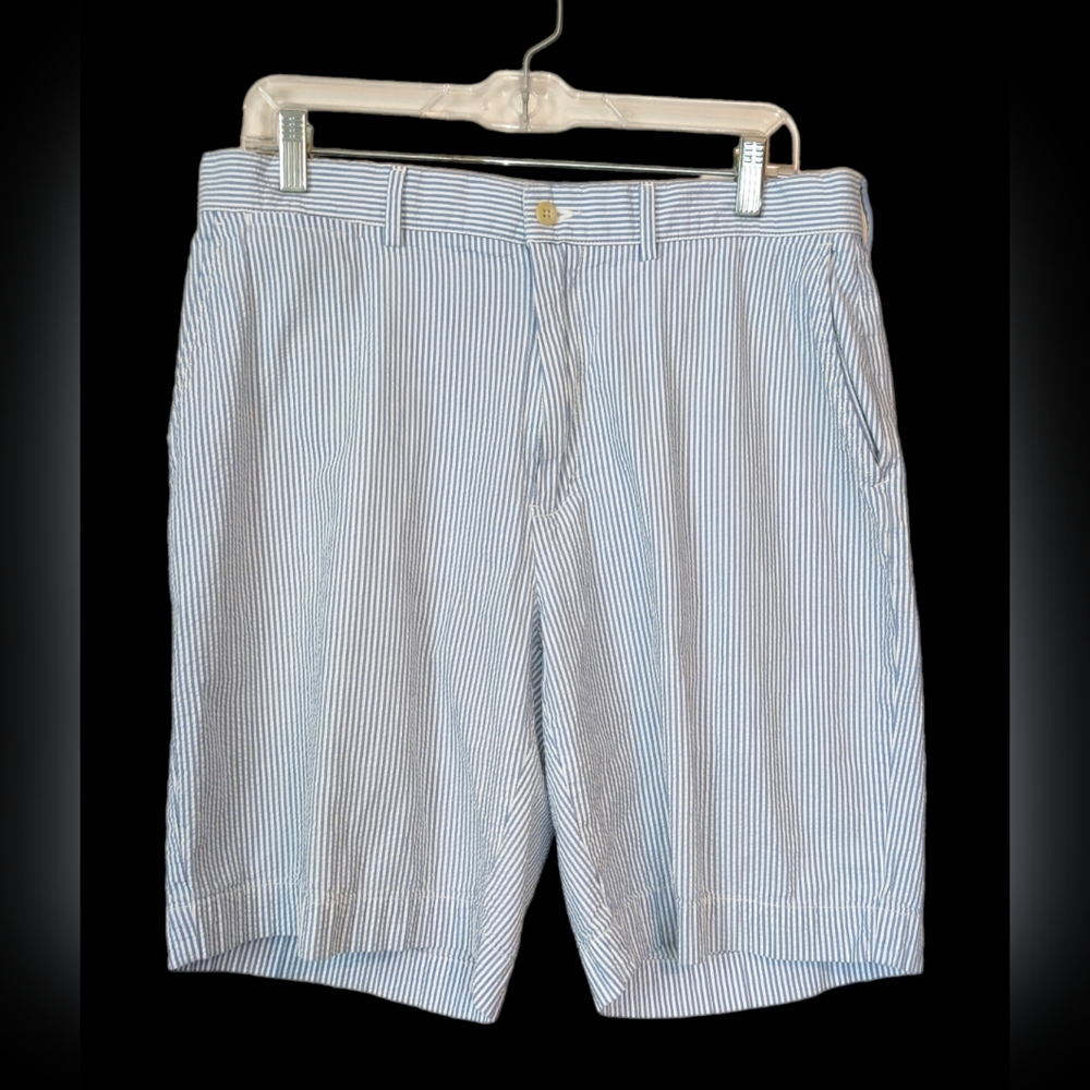 Polo Ralph Lauren Sz 34 blue & white Striped Nautical Seer Sucker Shorts